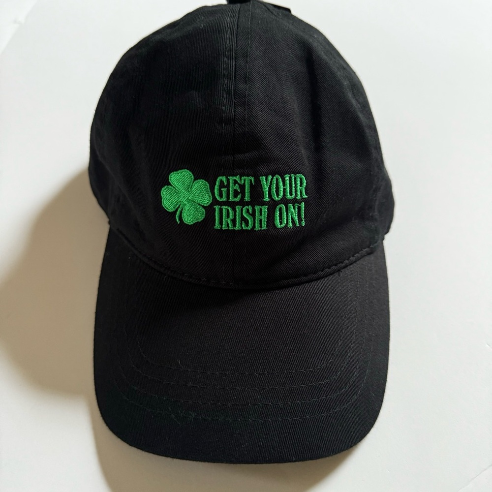 D&Y Black Hat with Green Embroidery Lucky St. Patrick’s Day